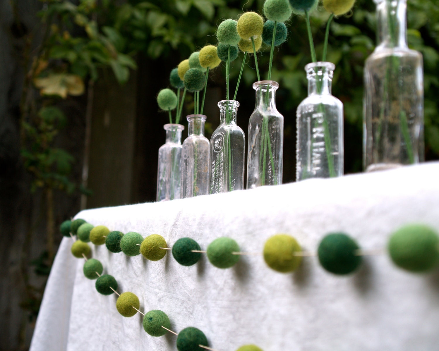 Green Woodland Garland Wedding Decoration Romantic Country Bohemian Bride Green Earthy banner Barn Cake Table Photo Prop Felted Decorating