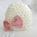 NEWBORN HAT, cream and pink hat, crochet hat, baby hat,soft cotton,girls hats, summer trends, summer hat, happy, sweet,