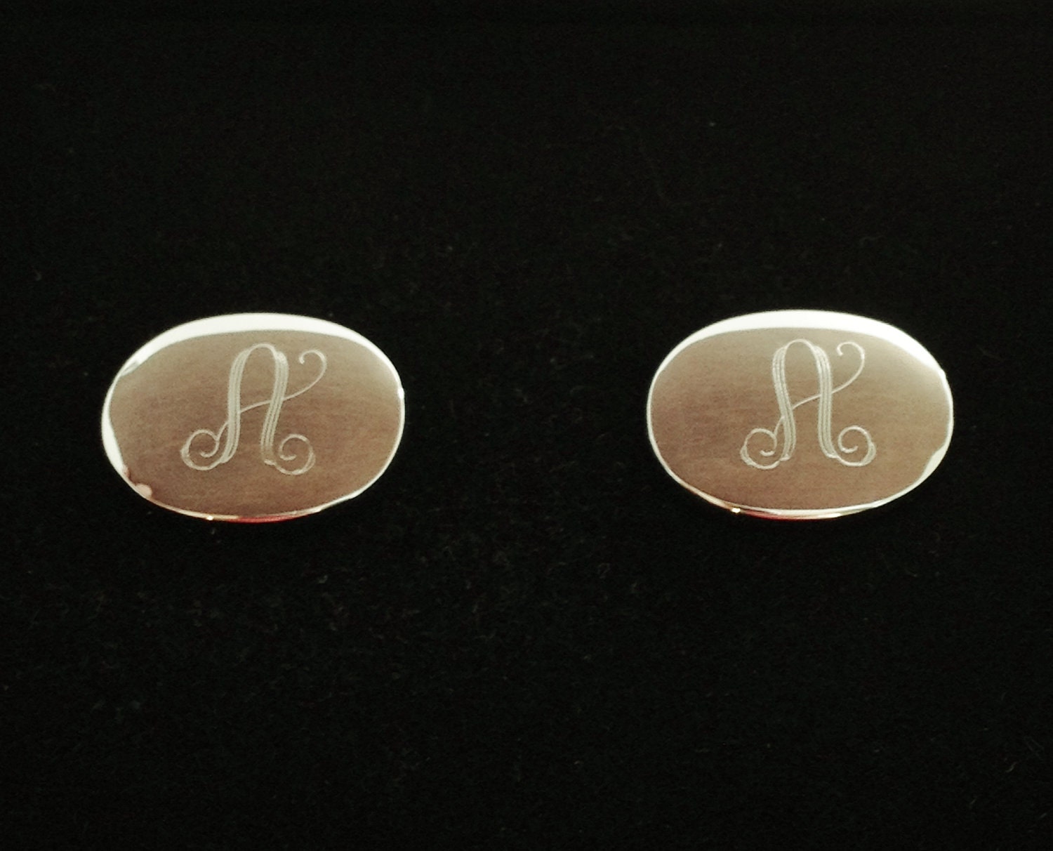 Custom Initial Cuff Links - Silver Plate Personalized Engraved