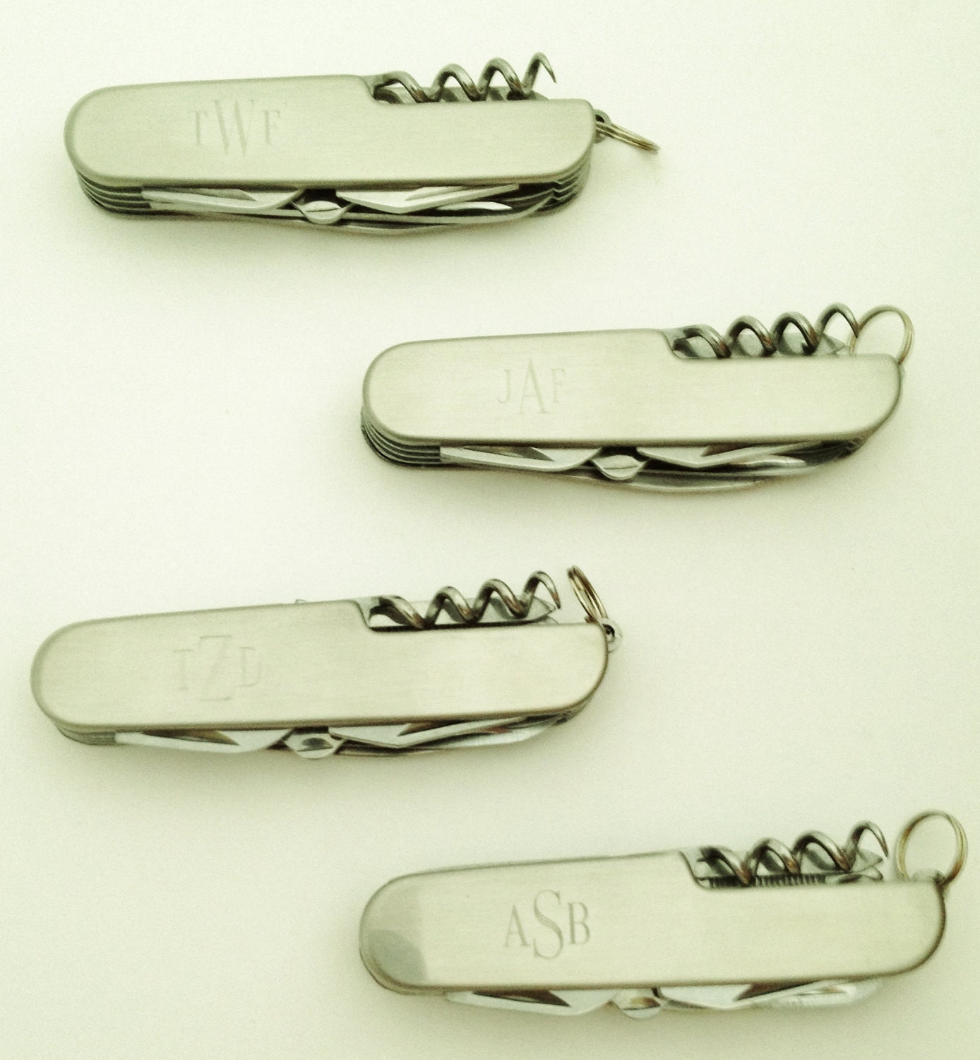 Four Engraved Pocket Knives - For Groomsman Gifts