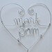 Personalized Heart Shaped Wire Wedding Cake Topper Romantic Elegant Custom Made Keepsake