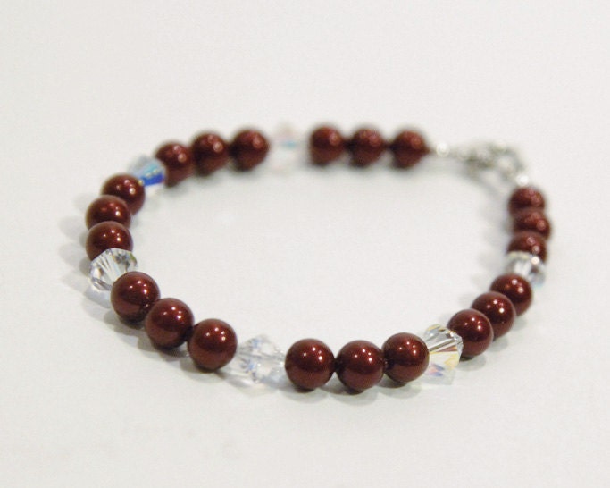 Bordeaux Swarovski Pearl and Crystal Stackable Bracelet
