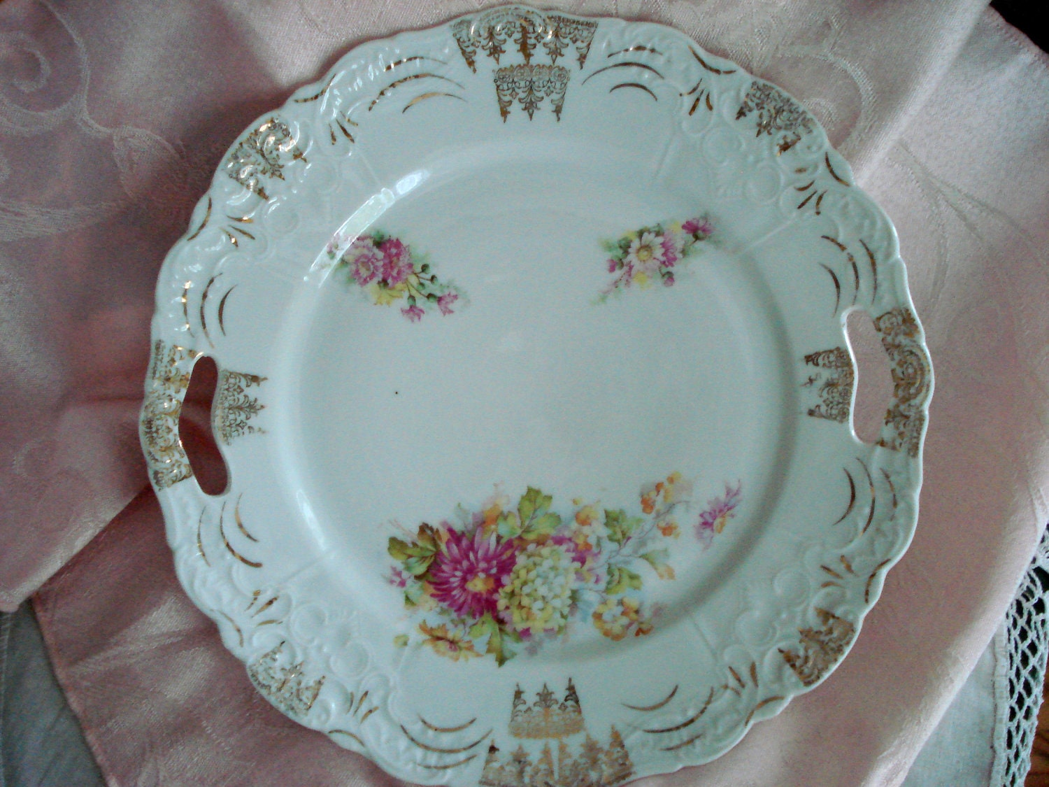 Vintage Shabby Chic Dinner Plate Floral 1940s