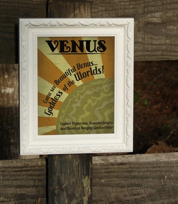 Retro Sci-Fi Venus Travel Poster - 8x10 Print