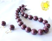 Purple Ceramic Jewelry Set Beaded Necklace -Big Bead Necklace