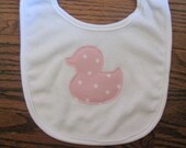 Pink Polka Dot Ducky Bib Ready to Ship