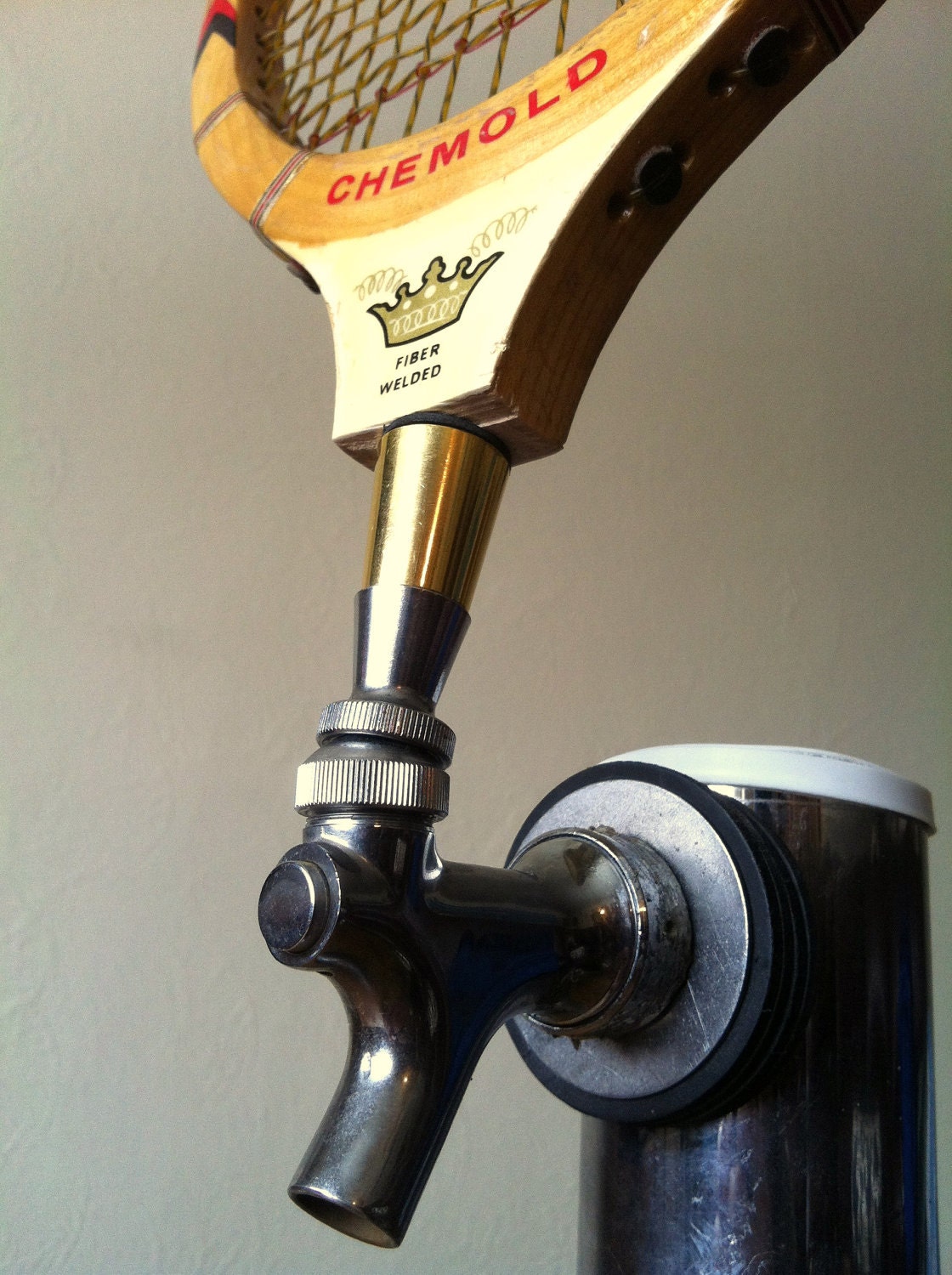 Repurposed Tennis Racquet Beer Keg Tap Handle