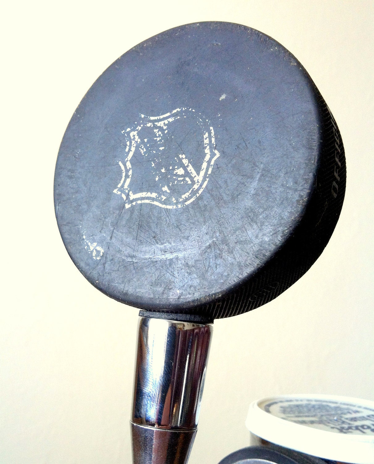 Old Hockey Puck Beer Keg Tap Handle by QuietLeather on Etsy