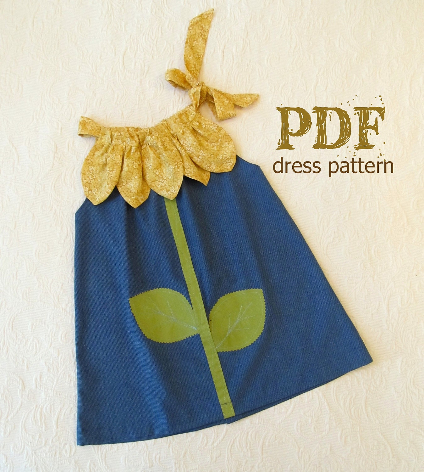 Sunny Flower Pillowcase Dress PDF Pattern Tutorial Easy Sew Sizes 12m thru 10 included