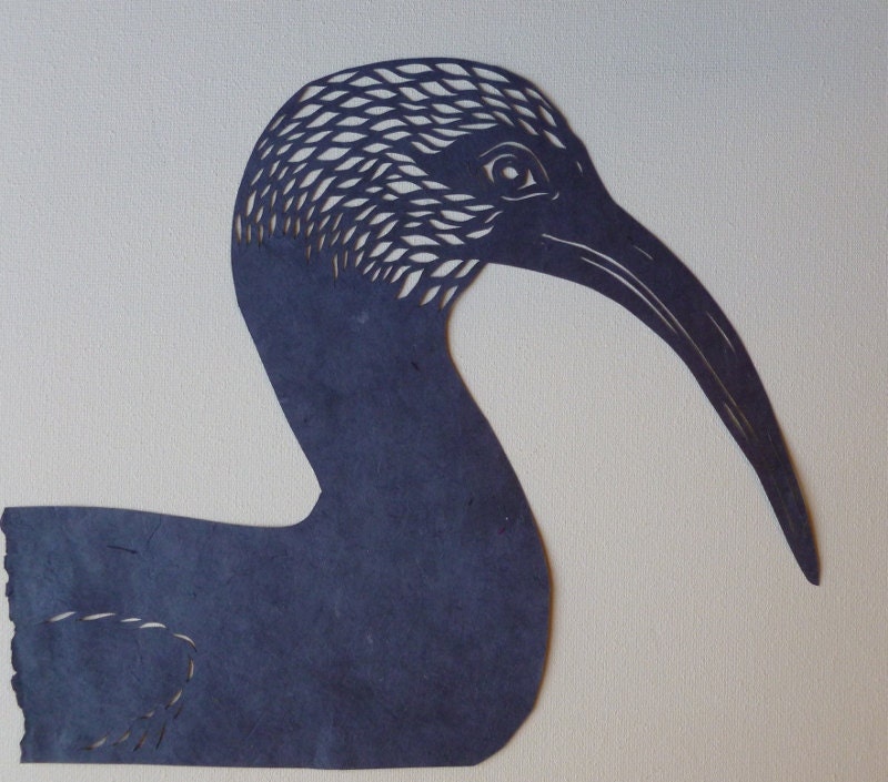 Papercut Ibis - Original Hand-cut Paper Artwork - Bird Portrait