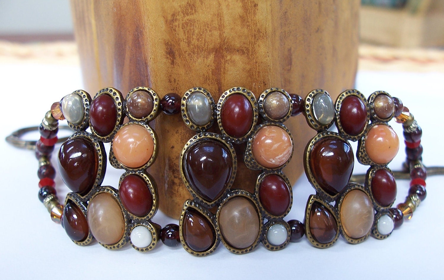 Beaded Boho Chic Swarovski Crystal Cuff Bracelet
