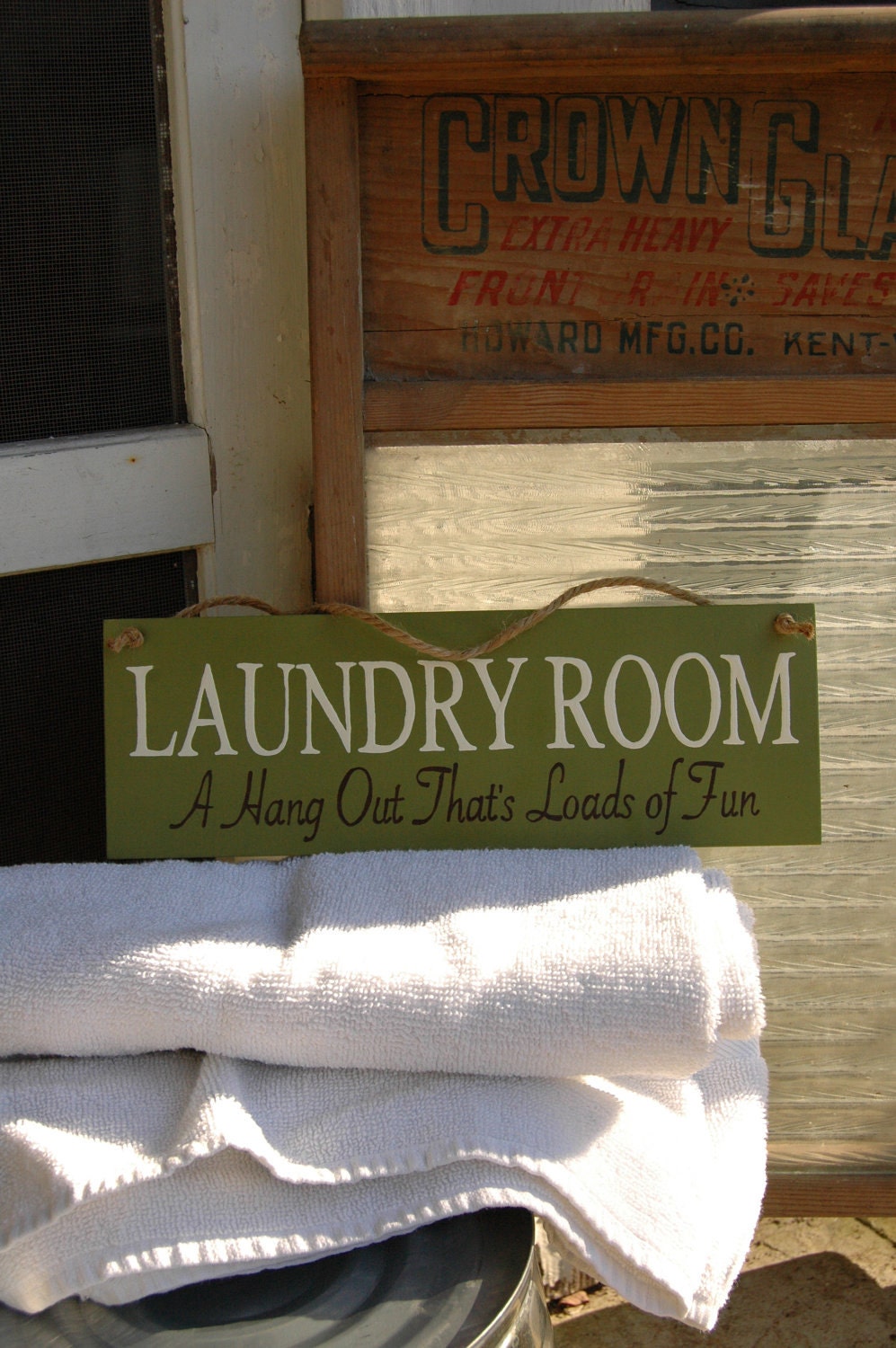 LAUNDRY ROOM A Hang Out That's Loads of Fun wood sign