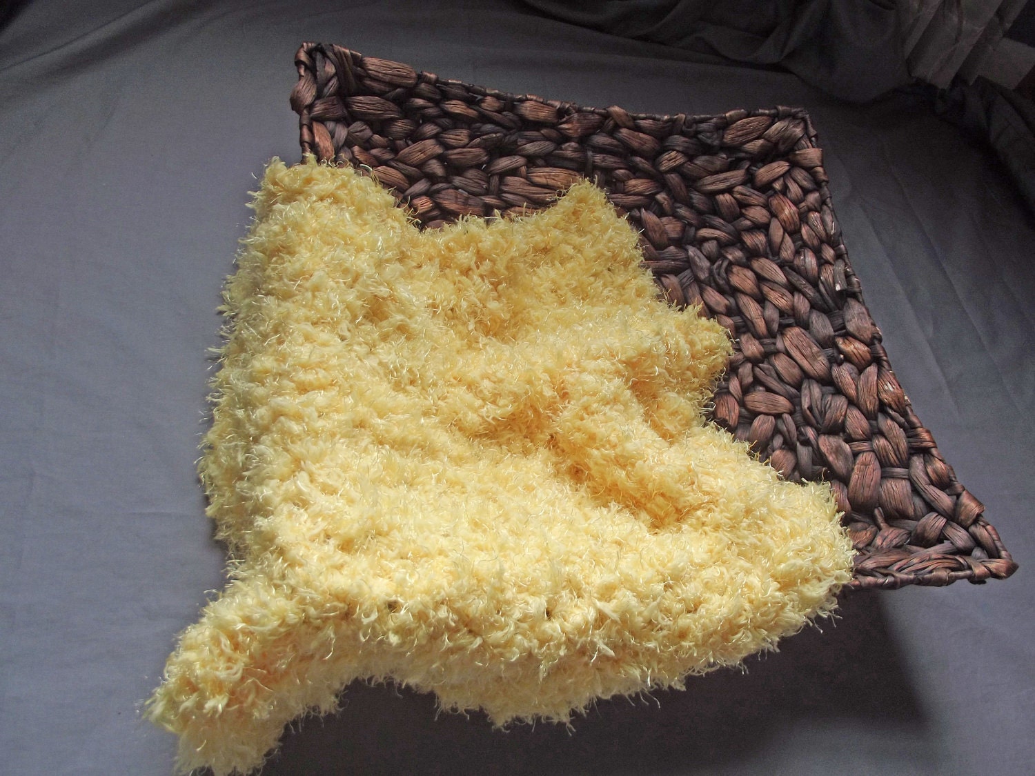 Mini Photography Prop Blanket, Soft Fluffy Silky Lovie Lovey Baby Blanket, Baby Wrap, Swaddler 17" x 17" - Sunshine Yellow - Limited Qty