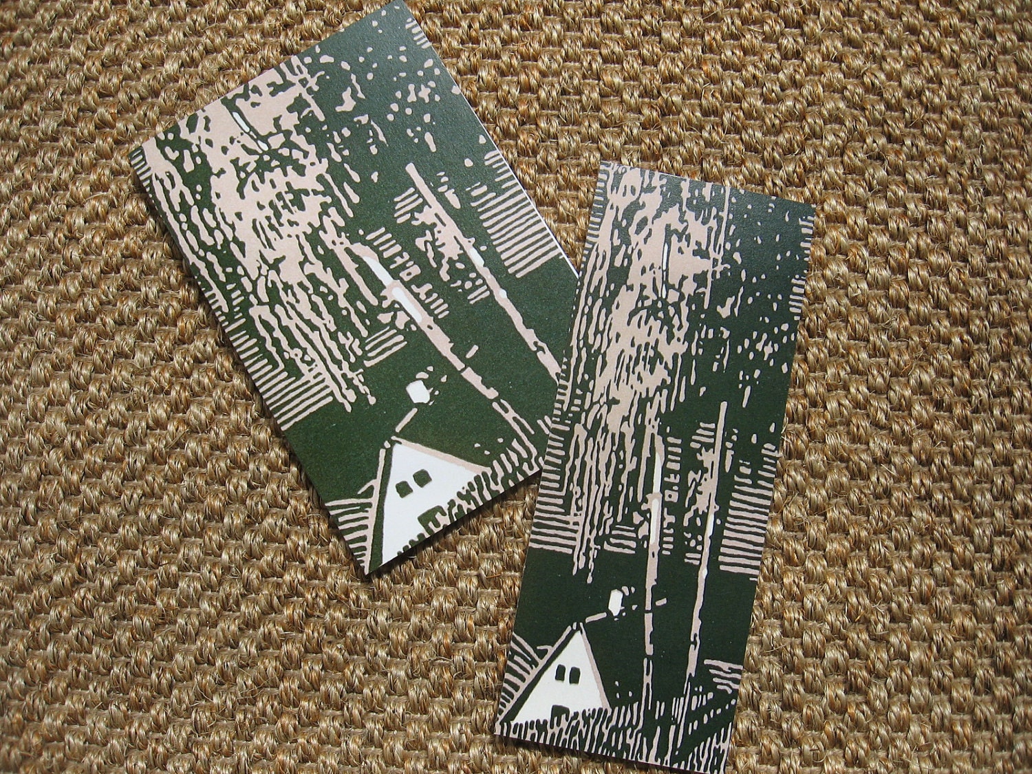 Bookmark & Card Set  Willow Tree with Rustic Cottage Design