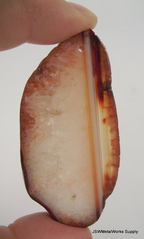 Brown Agate Slice, Large Drusy Pendant, Purple Druzy