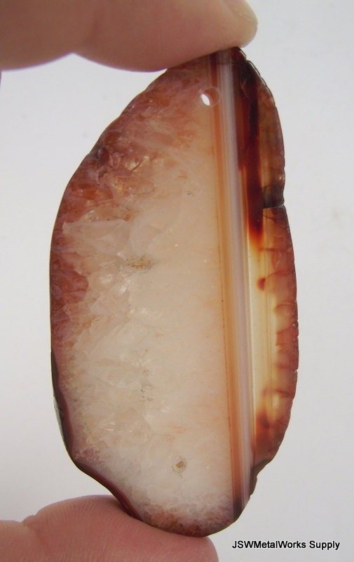 Brown Agate Slice, Large Drusy Pendant, Purple Druzy
