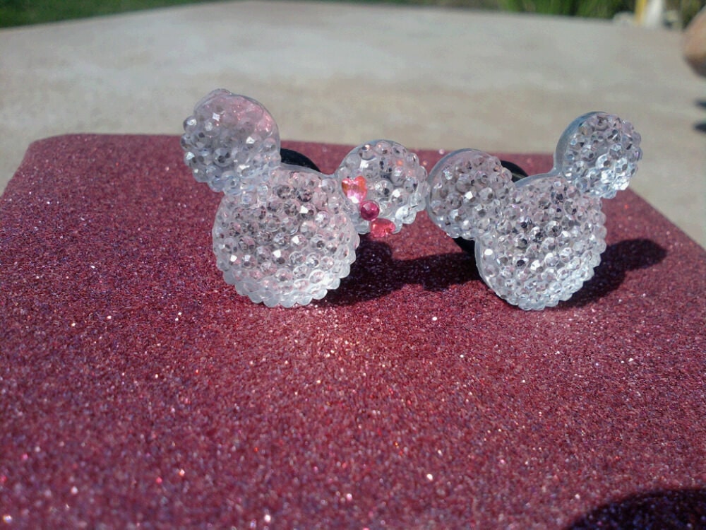 Clear Mickey and Minnie Earrings