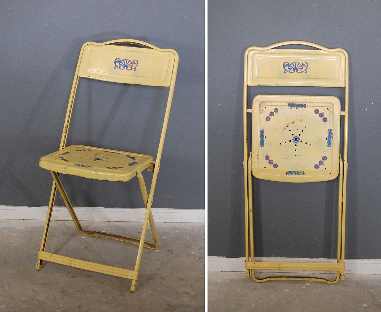 Items similar to Vintage Metal Folding Chair / Garden Chair / Shabby