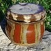 Rust Red & Butter Cream Yellow Lidded Jar Pot made of Clay on Potters Wheel