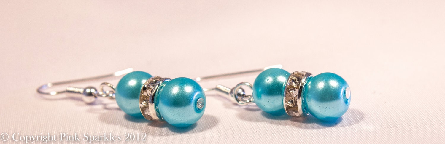 Light Blue Pearl Earrings