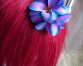 Blue and purple Frangipani flower hair rose clip by Mortiis.M