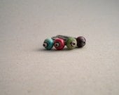 Sterling Silver Stacking Ring Set, Hammered, Oxidized Silver and African Opal Roundels, Set of 3, Made to Order
