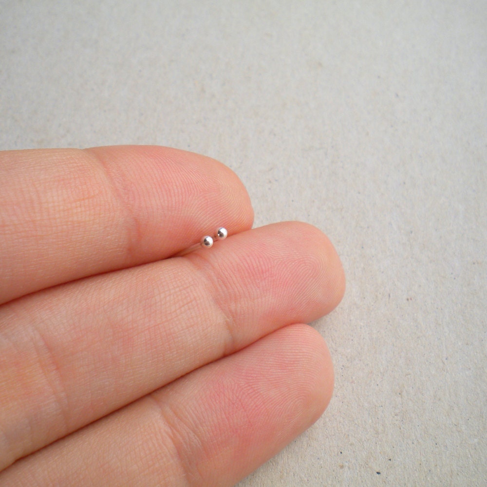Fine silver studs, Tiny modern stud earrings, Molten ball studs, Minimalist silver earrings, Fine silver post earrings, Tiny studs