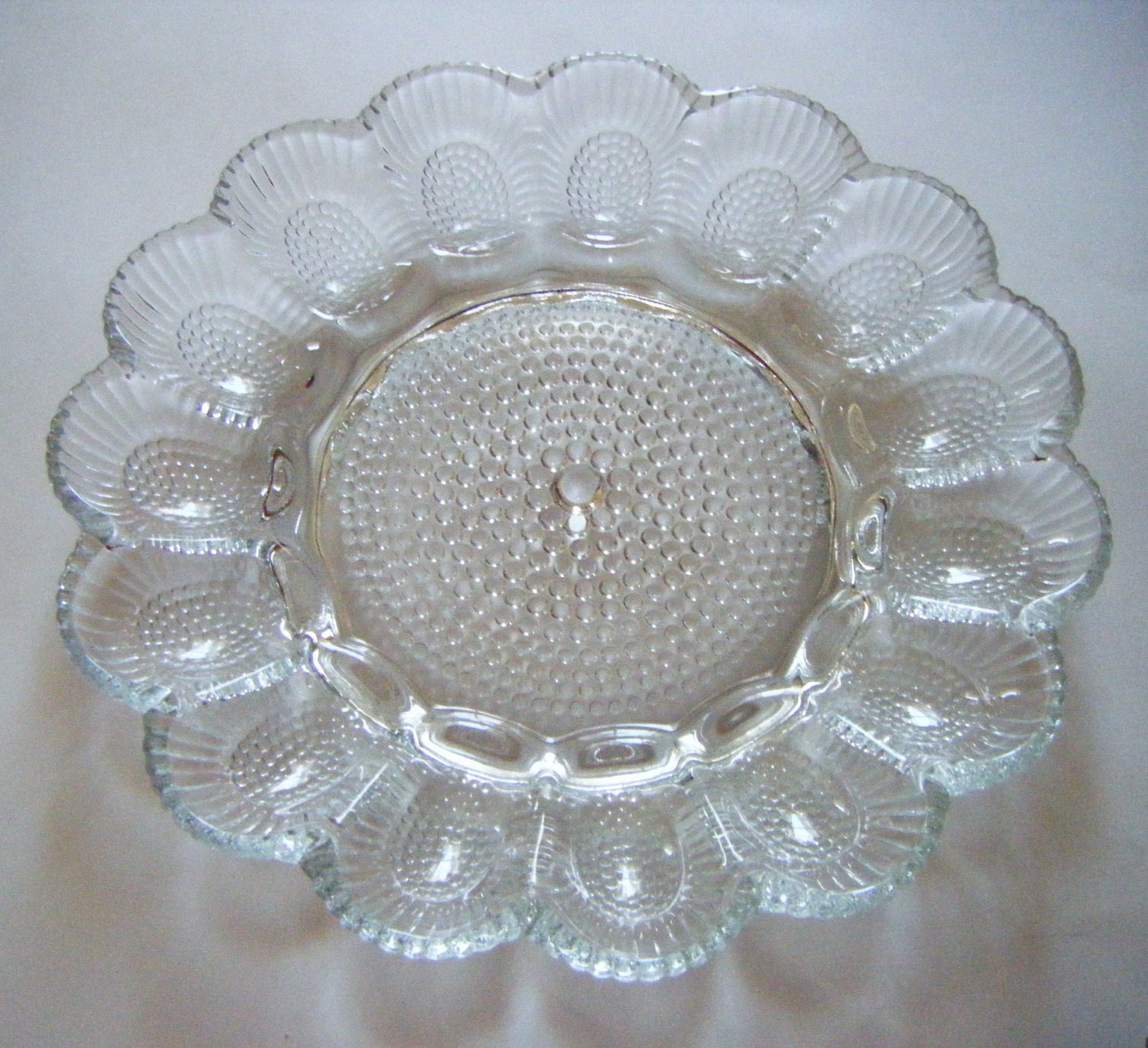 Depression Glass Deviled Egg Plate Scalloped Edge By Parkledge