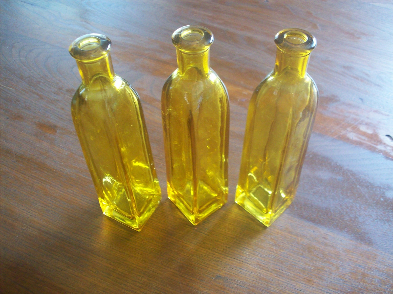 Yellow Glass Bottles Set Of Three