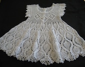 Baby Christening Dress or Flower Girl Dress Crocheted Cotton White Dress SZ 6 - 9 mos