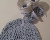 Baby Boy Hat and Bootie Set, Blue and White, newborn - 3 mos