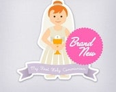 English First Holy Communion Printables - Little girl red head