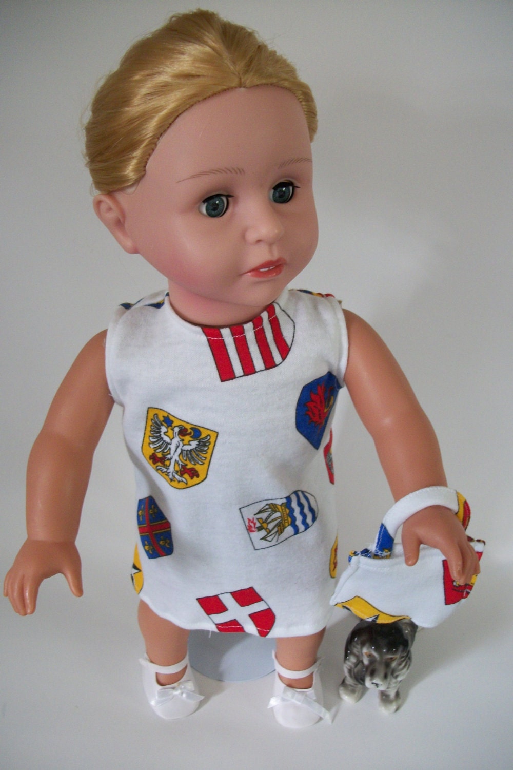 AG Dress Nautical Prints and Matching Purse for American Girl and Other 18 Inch Dolls