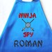 Boy's Cape, Embroidered Ninja Spy Personalized with Monogram Royal Blue