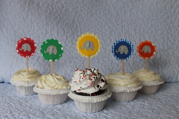 Colorful Elephant Cupcake Toppers Il_570xn