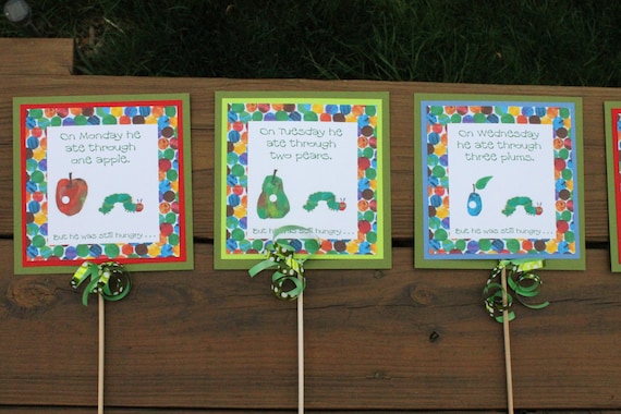 Very Hungry Caterpillar Food Signs: Multi Colored Il_570xn