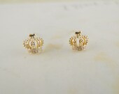tiny crown earrings CHOOSE ONE gold / silver