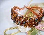 Copper In Bronze Beaded Bracelet & Ring Set
