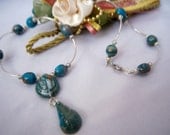 Blue Polymer Clay Beaded Necklace Set