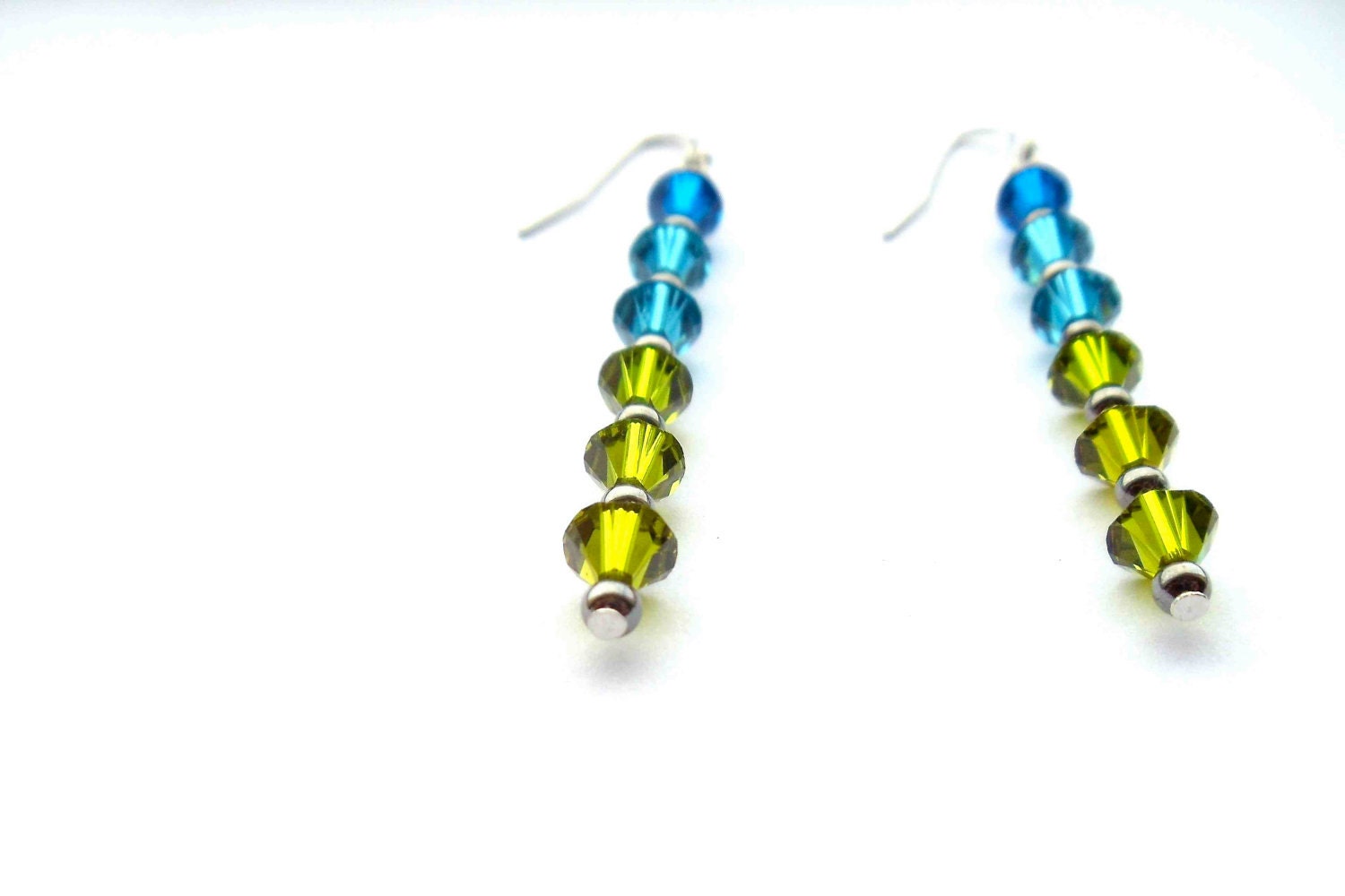 blue and green earrings // swarovski crystal dangle