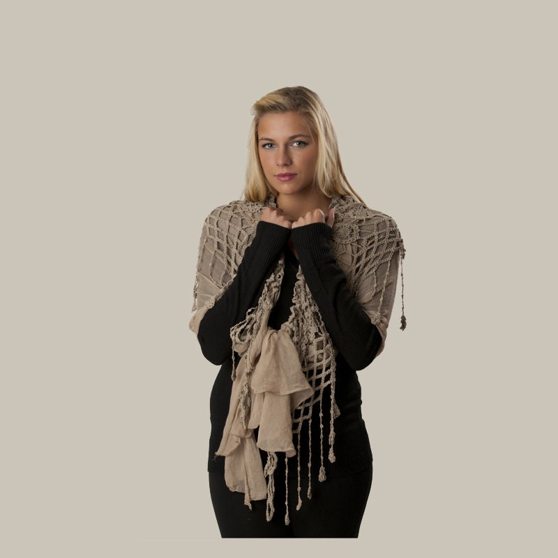 Brown Cotton Wrap Scarf