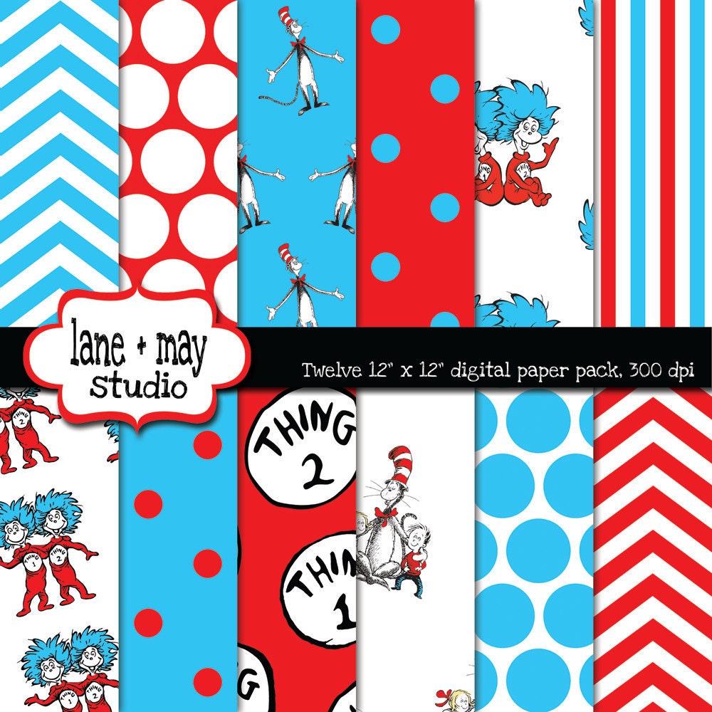 thing 1 and thing 2 digital scrapbook papers