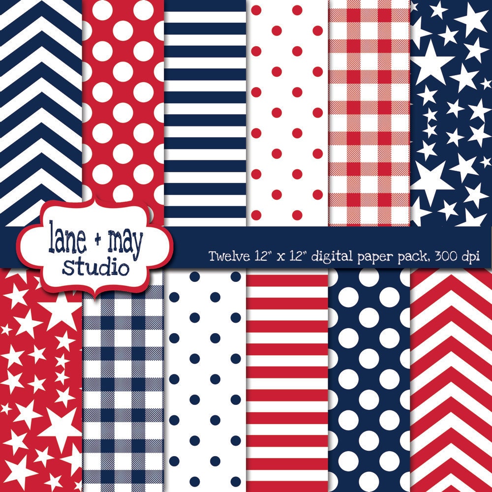 4th of July digital scrapbook papers