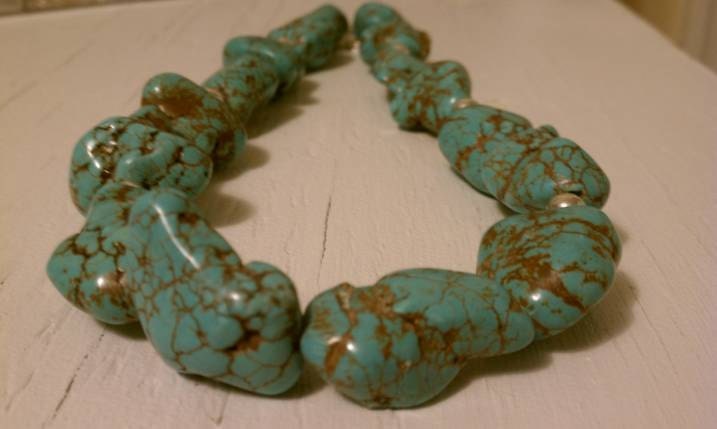 Bright, Huge, Chuncky, Turquoise and Silver Statement  Necklace
