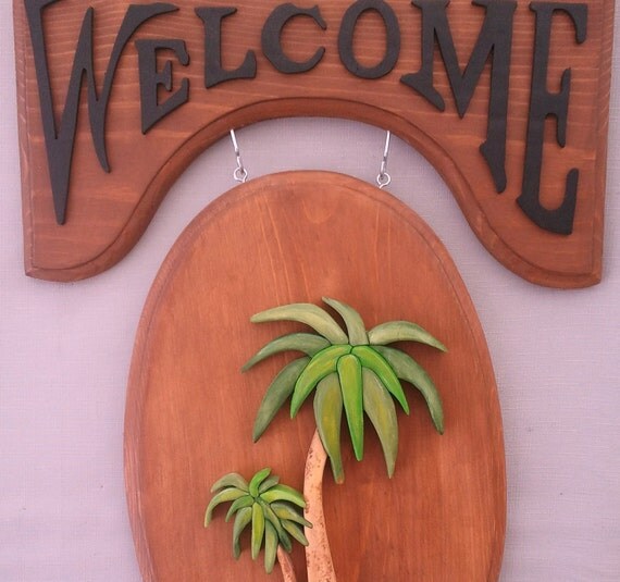 Palm Tree Sign Wall Hanging Art Wood by WoodArtbyDarlene