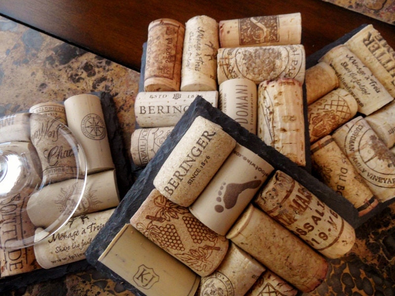 Slate Wine Cork Coasters Perfect for Bridesmaid & Wedding Gifts