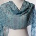 Silk Scarf Hand Dyed Boho Shibori Scarf Tie Dyed Waves. Shades of Blue Chiffon Silk Scarf