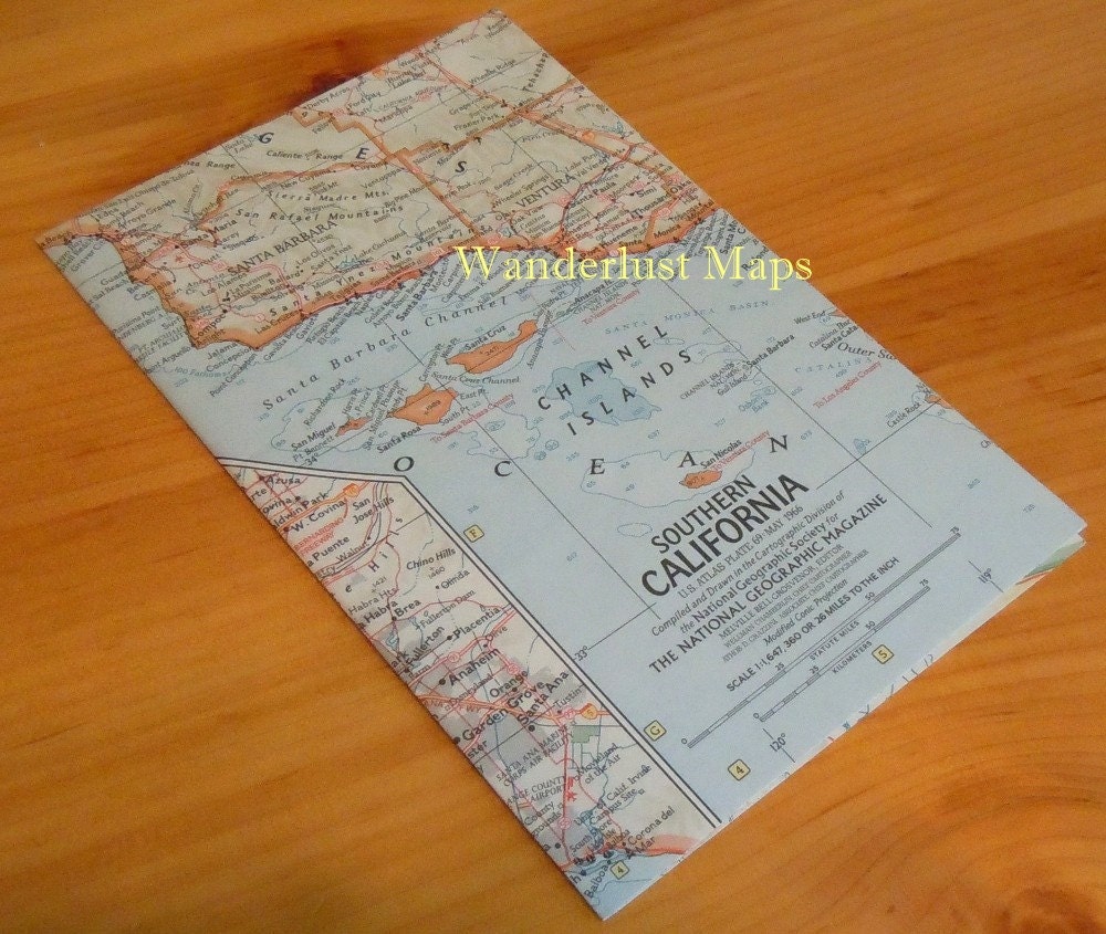 1966 Map of Southern & Northern California by National Geographic Vintage