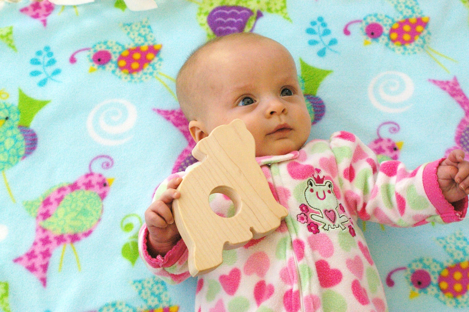 Baby Wood Teething Polar Bear Toy Natural Eco Friendly Sustainable American Cherry or Maple