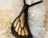 Real Butterfly Wing Pendant - Real Butterfly Necklace.  Monarch Butterfly Hind Wiing -